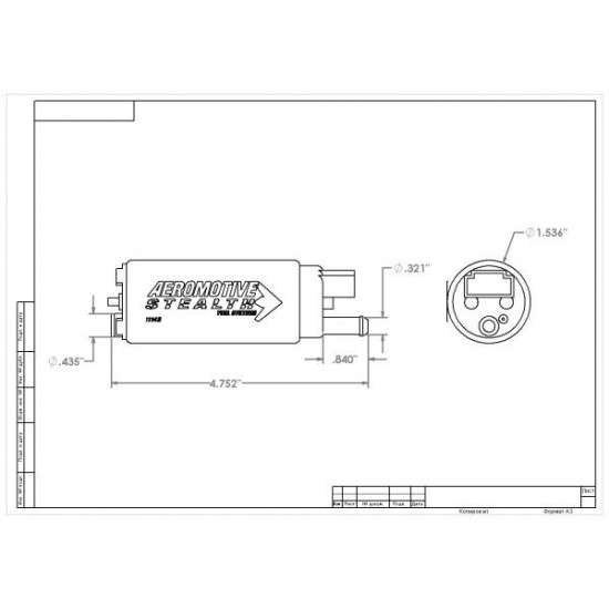 Fuel pump Aeromotive 340 Stealth, 340lph (inlet/outlet on the same side) ARE-11542