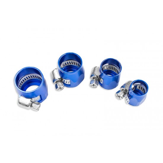 AN -6 AN6 15mm rubber hose end finisher twisted jubilee clip Blue