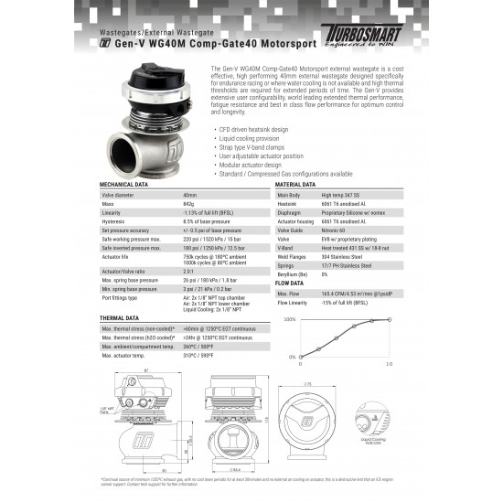 Wastegate Turbosmart TS-0552-1101 WG40M GenV Compgate 40 14psi Motorsport