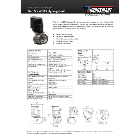 Wastegate Turbosmart TS-0553-1502 Gen-V eWG45 Electronic Hyper-Gate45