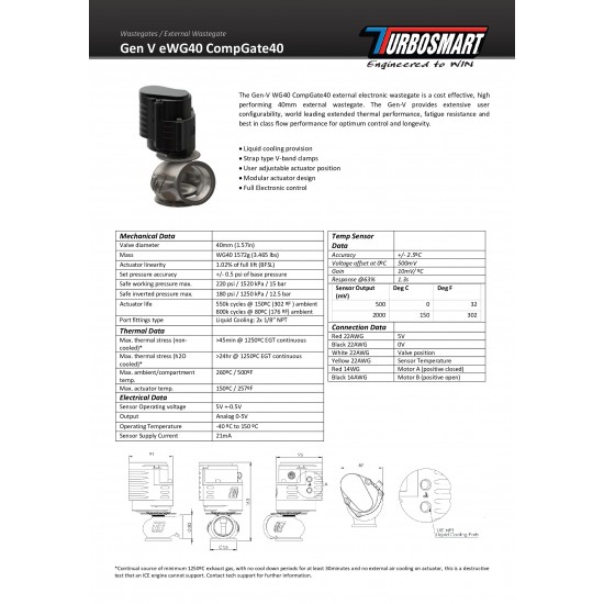 Wastegate Turbosmart GenV eWG40 CompGate40 Electronic Black
