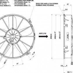 Axial suction radiator cooling fan  SPAL 12V VA01-AP70/LL-36A (305 MM)