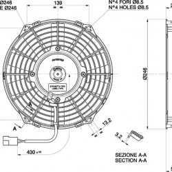Axial pull radiator cooling fan Spal 12V VA07-AP7/C-31S (225mm)