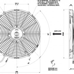 Axial pull radiator cooling fan Spal 12V VA08-AP10/C-23S (350mm)