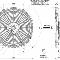 Axial pull radiator cooling fan Spal 12V VA08-AP71/LL-53S (350mm)