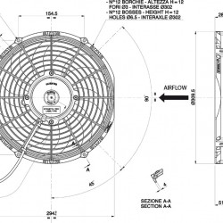 Axial pull radiator cooling fan Spal 12V VA09-AP12/C-54S (280mm)