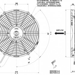 Axial pull embossing radiator cooling fan Spal 12V VA10-AP50/C-25S (305mm)