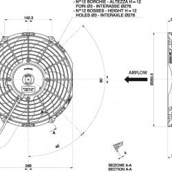 Axial pull radiator cooling fan Spal 12V VA11-AP7/C-57S (255mm)