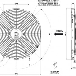 Axial pull radiator cooling fan Spal 12V VA18-AP10/C-41S (385mm)