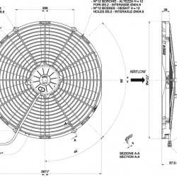 Axial suction radiator cooling fans SPAL 12V VA18-AP70/LL-86A (385 MM)