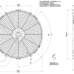 Axial suction radiator cooling fan SPAL 12V VA18-AP71/LL-59A BT KS (385 MM)