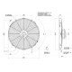 Axial suction radiator cooling fan SPAL 12V VA18-AP71/LL-59A BT KS (385 MM)