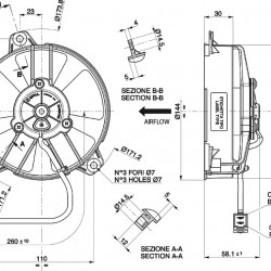 Axial pull radiator cooling fan Spal 12V VA31-A101-46S (130MM)