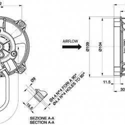 Axial suction radiator cooling fan SPAL 12V VA32-A101-62A SUMIT (96 MM)